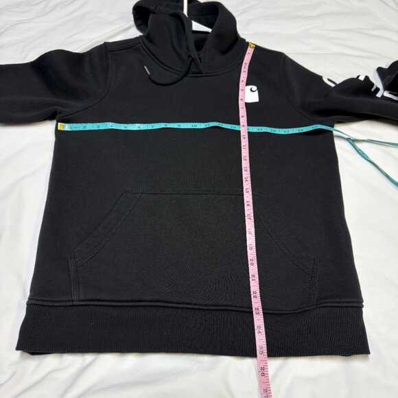 Carhartt Women’s Small Black Logo Sleeve Pullover Hoodie EUC - Picture 6 of 8